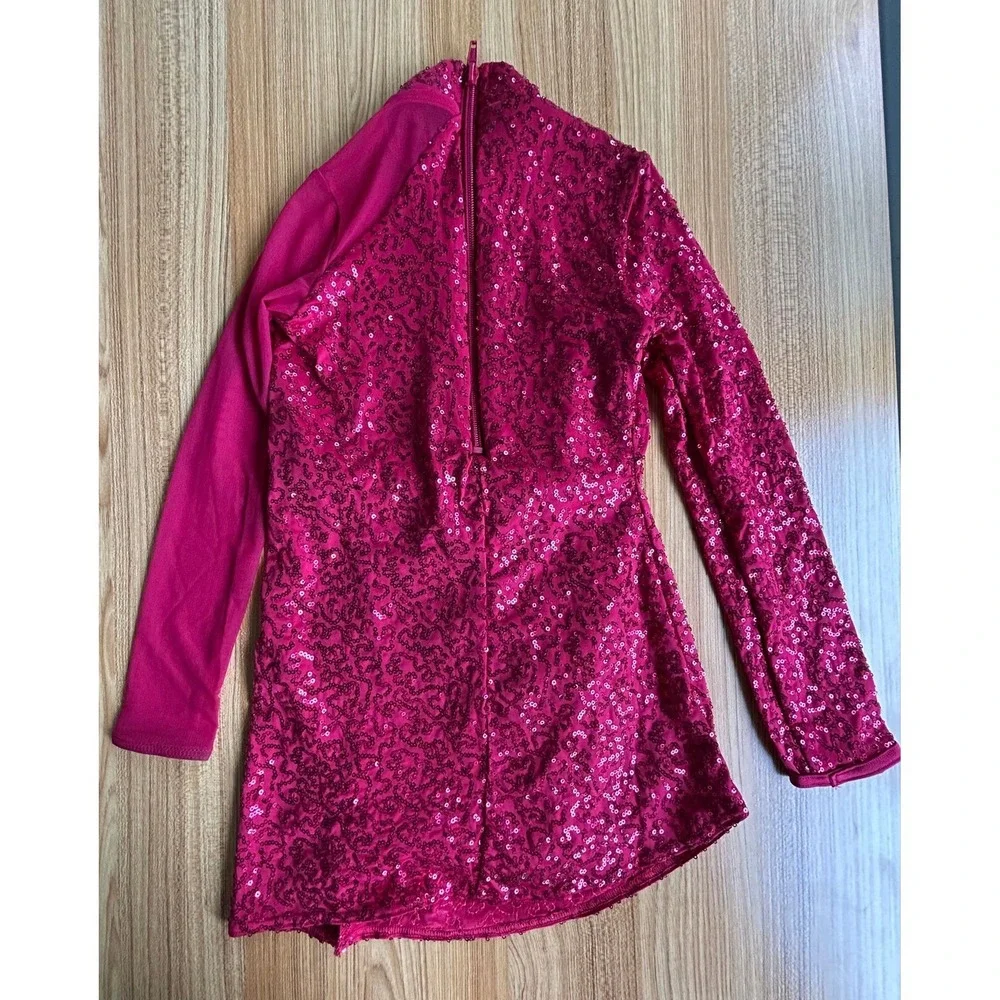 Girls Weissman Red Sequin Dance Leotard Size 1C